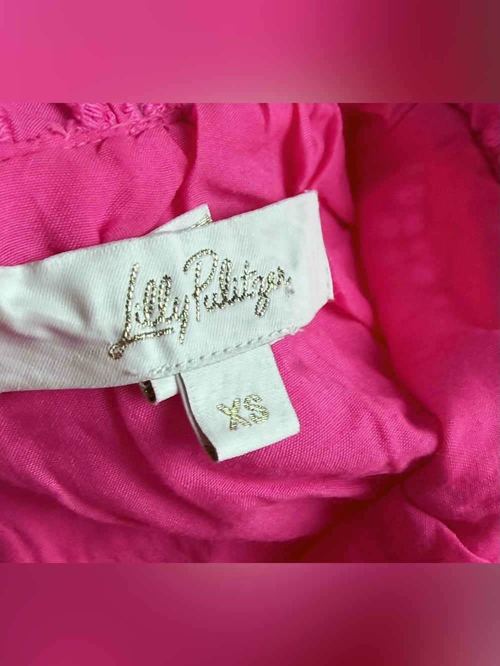 LILLY PULITZER Top, Blouse, XS, Dahliana Eyelet, Bright Pink, Summer - Picture 7 of 8